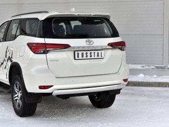 10 649 р. Защита заднего бампера (Ø75х42 мм, нержавейка) Russtal  Toyota Fortuner  AN160 (2020-2024) рестайлинг  с доставкой в г. Москва. Увеличить фотографию 2