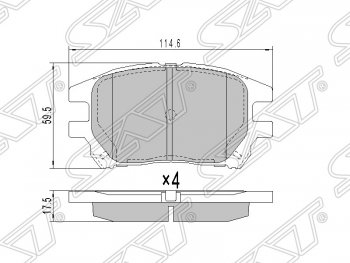 Колодки тормозные SAT (передние) Toyota Harrier XU10 дорестайлинг (1997-2000)