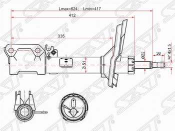 Левый амортизатор задний SAT Toyota Kluger XU40 дорестайлинг (2007-2010)