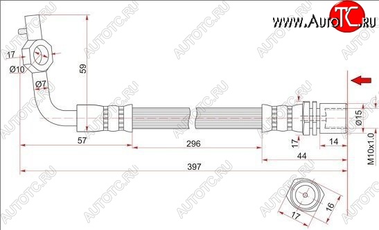 599 р. Тормозной шланг SAT (левый)  Toyota Hiace  H100 (1989-2004) минивэн дорестайлинг (Япония), минивэн 1-ый рестайлинг (Япония), минивэн (Япония)  2-ой рестайлинг  с доставкой в г. Москва