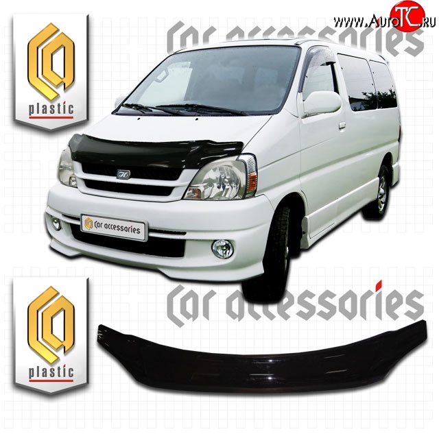 2 199 р. Дефлектор капота CA Plastic (черный)  Toyota Hiace Regius (1997-2002) (Classic черный, Без надписи)  с доставкой в г. Москва