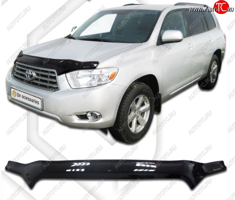 2 199 р. Дефлектор капота CA-Plastic  Toyota Highlander  XU40 (2007-2010) дорестайлинг (Classic черный, Без надписи)  с доставкой в г. Москва