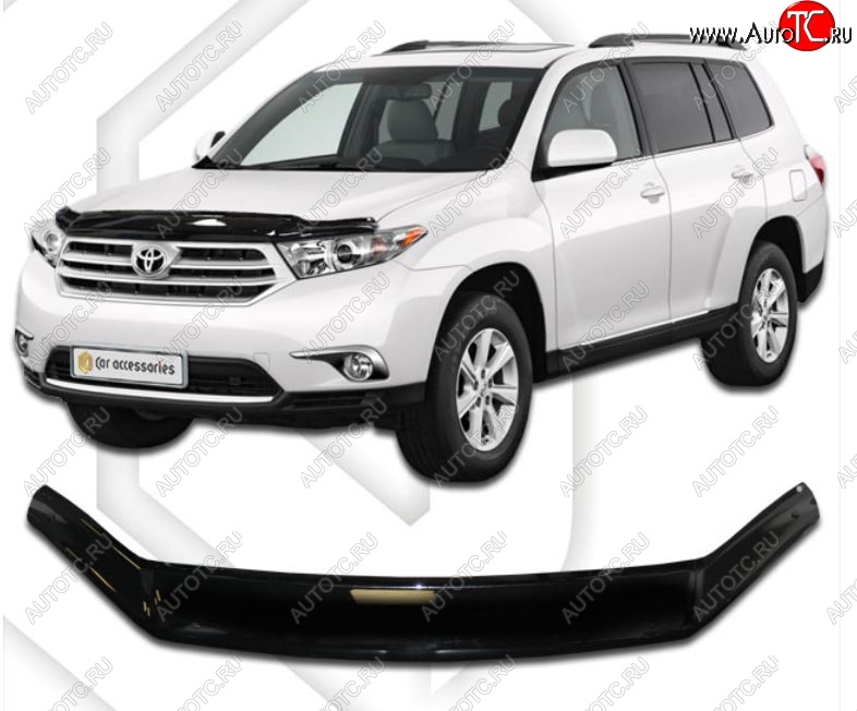 2 159 р. Дефлектор капота CA-Plastiс  Toyota Highlander  XU40 (2010-2013) рестайлинг (Classic черный, Без надписи)  с доставкой в г. Москва