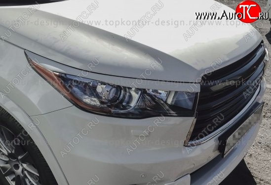 2 199 р. Реснички на фары TopKontur Design Toyota Highlander XU50 дорестайлинг (2013-2017) (Неокрашенные)  с доставкой в г. Москва