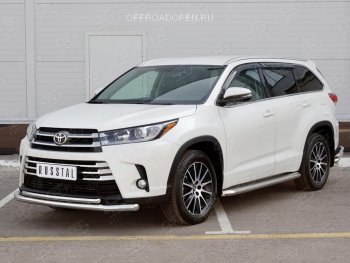 23 799 р. Защита переднего бампера (2 трубы Ø63 и 42 мм, нержавейка) SLITKOFF Toyota Highlander XU50 дорестайлинг (2013-2017)  с доставкой в г. Москва. Увеличить фотографию 3