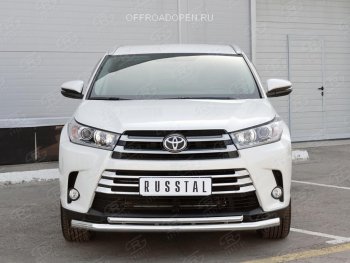 23 799 р. Защита переднего бампера (2 трубы Ø63 и 42 мм, нержавейка) SLITKOFF Toyota Highlander XU50 дорестайлинг (2013-2017)  с доставкой в г. Москва. Увеличить фотографию 4