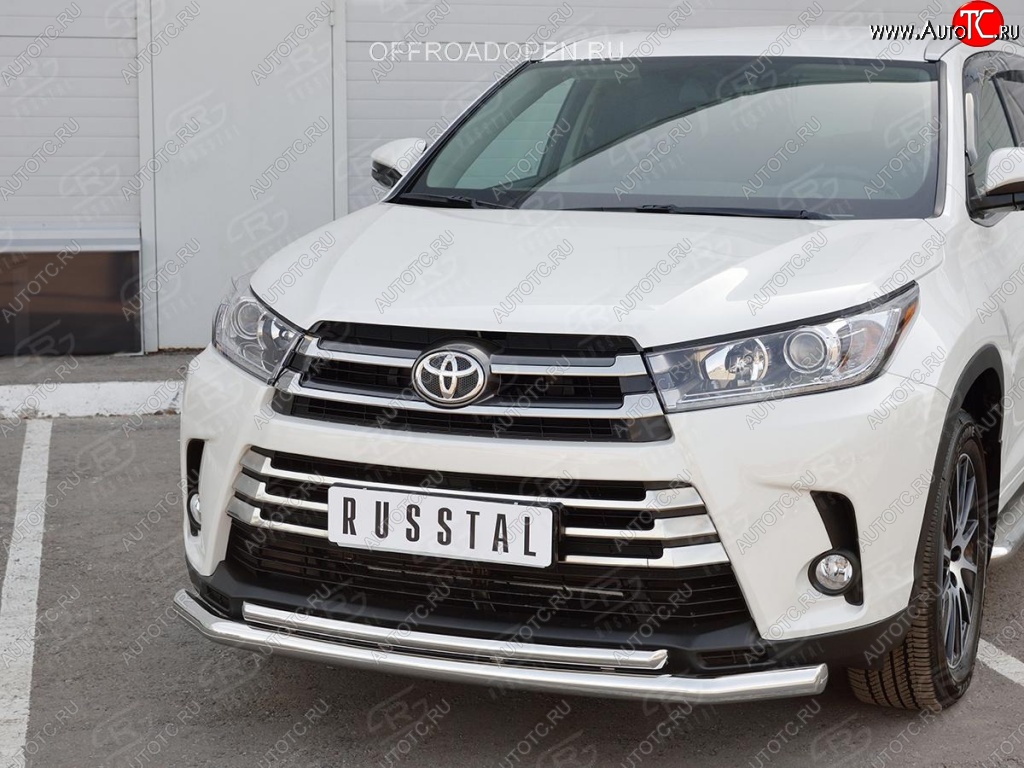 23 799 р. Защита переднего бампера (2 трубы Ø63 и 42 мм, нержавейка) SLITKOFF Toyota Highlander XU50 дорестайлинг (2013-2017)  с доставкой в г. Москва