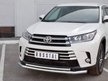 23 799 р. Защита переднего бампера (2 трубы Ø63 и 42 мм, нержавейка) SLITKOFF Toyota Highlander XU50 рестайлинг (2016-2020)  с доставкой в г. Москва. Увеличить фотографию 2