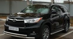 24 599 р. Защита переднего бампера (2 трубыØ63 мм, нержавейка) SLITKOFF Toyota Highlander XU50 дорестайлинг (2013-2017)  с доставкой в г. Москва. Увеличить фотографию 3