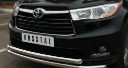 24 599 р. Защита переднего бампера (2 трубыØ63 мм, нержавейка) SLITKOFF Toyota Highlander XU50 дорестайлинг (2013-2017)  с доставкой в г. Москва. Увеличить фотографию 4