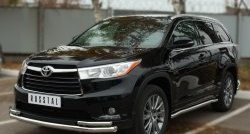 24 599 р. Защита переднего бампера (2 трубыØ63 и 42 мм, нержавейка) SLITKOFF Toyota Highlander XU50 дорестайлинг (2013-2017)  с доставкой в г. Москва. Увеличить фотографию 2