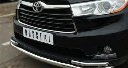 24 599 р. Защита переднего бампера (2 трубыØ63 и 42 мм, нержавейка) SLITKOFF Toyota Highlander XU50 дорестайлинг (2013-2017)  с доставкой в г. Москва. Увеличить фотографию 3