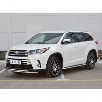 20 399 р. Защита переднего бампера (2 трубыØ42 мм, нержавейка) SLITKOFF Toyota Highlander XU50 дорестайлинг (2013-2017)  с доставкой в г. Москва. Увеличить фотографию 2