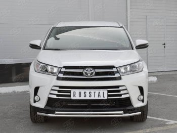 20 399 р. Защита переднего бампера (2 трубыØ42 мм, нержавейка) SLITKOFF Toyota Highlander XU50 дорестайлинг (2013-2017)  с доставкой в г. Москва. Увеличить фотографию 3