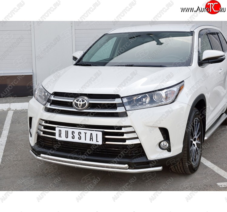 20 399 р. Защита переднего бампера (2 трубыØ42 мм, нержавейка) SLITKOFF Toyota Highlander XU50 дорестайлинг (2013-2017)  с доставкой в г. Москва