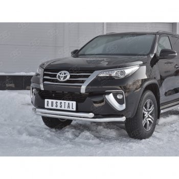 26 499 р. Защита переднего бампера (2 трубыØ63 мм, нержавейка) SLITKOFF  Toyota Highlander  XU50 (2013-2017) дорестайлинг  с доставкой в г. Москва. Увеличить фотографию 2