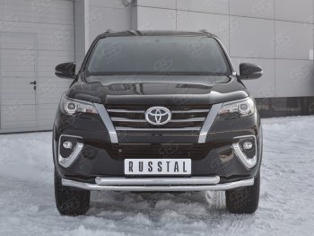 26 499 р. Защита переднего бампера (2 трубыØ63 мм, нержавейка) SLITKOFF  Toyota Highlander  XU50 (2013-2017) дорестайлинг  с доставкой в г. Москва. Увеличить фотографию 3