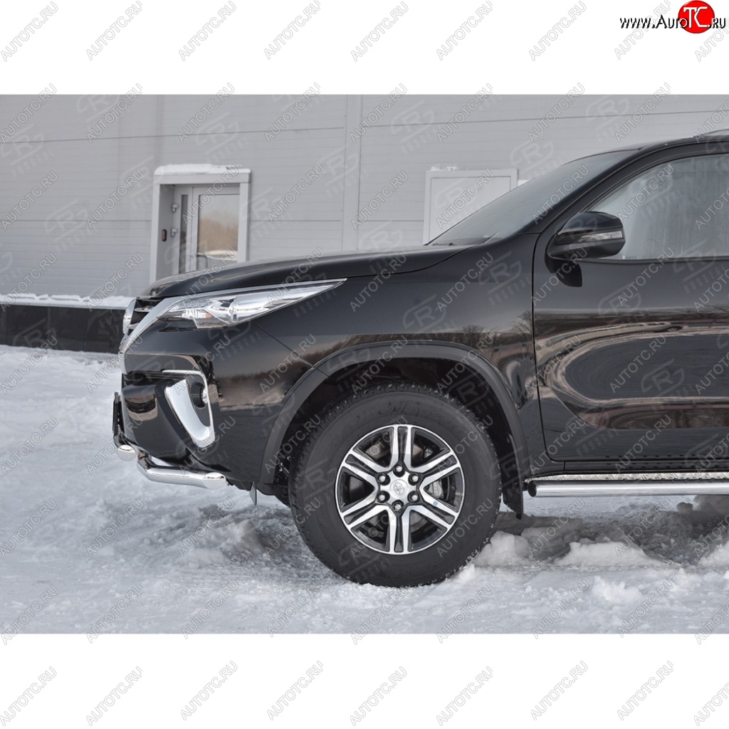 26 499 р. Защита переднего бампера (2 трубыØ63 мм, нержавейка) SLITKOFF  Toyota Highlander  XU50 (2013-2017) дорестайлинг  с доставкой в г. Москва