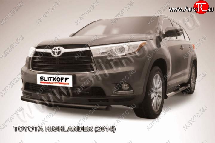 9 999 р. защита переднего бампера Slitkoff Toyota Highlander XU50 дорестайлинг (2013-2017) (Цвет: серебристый)  с доставкой в г. Москва