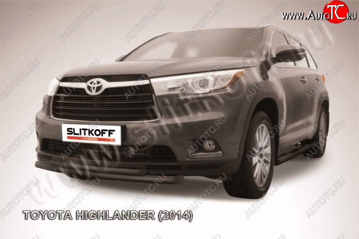 11 249 р. Защита переднего бампер Slitkoff Toyota Highlander XU50 дорестайлинг (2013-2017) (Цвет: серебристый)  с доставкой в г. Москва