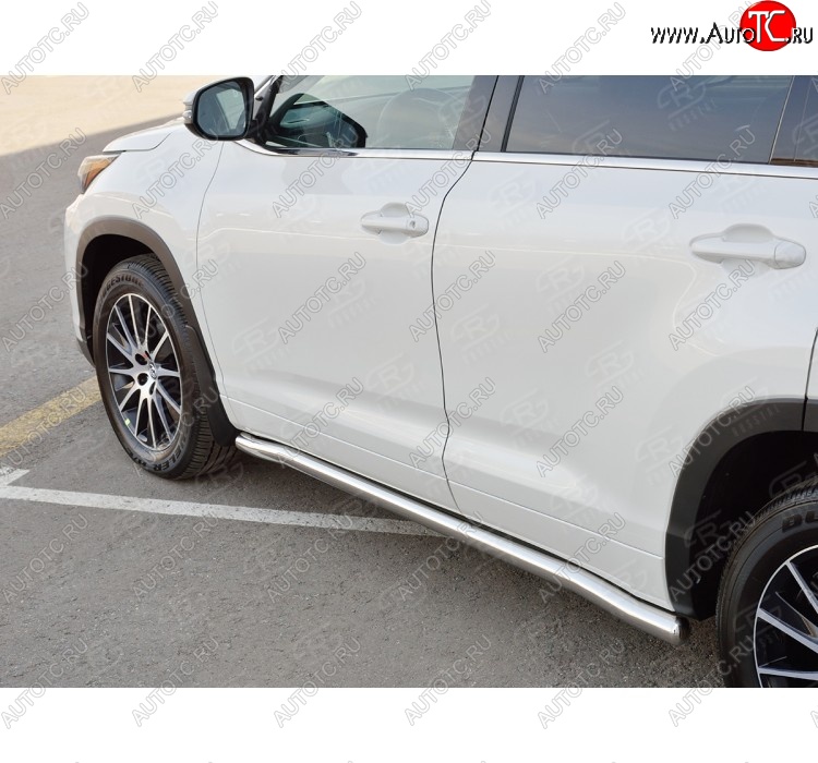 25 999 р. Защита порогов SLITKOFF из круглой трубы диаметром 63 мм SLITKOFF v3 Toyota Highlander XU50 дорестайлинг (2013-2017)  с доставкой в г. Москва