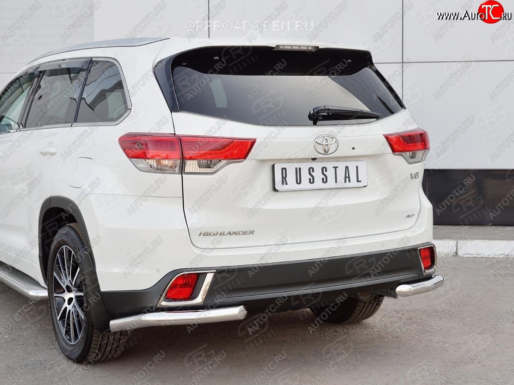 13 999 р. Защита заднего бампера (Ø63 мм уголки, нержавейка) SLITKOFF Toyota Highlander XU50 дорестайлинг (2013-2017)  с доставкой в г. Москва