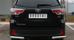 16 299 р. Защита заднего бампера (Ø63 мм уголки, нержавейка) SLITKOFF  Toyota Highlander  XU50 (2013-2017) дорестайлинг  с доставкой в г. Москва. Увеличить фотографию 2