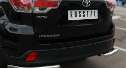 16 299 р. Защита заднего бампера (Ø63 мм уголки, нержавейка) SLITKOFF  Toyota Highlander  XU50 (2013-2017) дорестайлинг  с доставкой в г. Москва. Увеличить фотографию 3