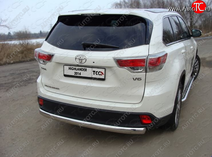 24 999 р. Защита заднего бампера (овальная) ТСС (нержавейка d75х42 мм)  Toyota Highlander  XU50 (2013-2017) дорестайлинг  с доставкой в г. Москва