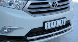 21 849 р. Защита переднего бампера (2 трубыØ63 и 42 мм, нержавейка) SLITKOFF Toyota Highlander XU40 рестайлинг (2010-2013)  с доставкой в г. Москва. Увеличить фотографию 2