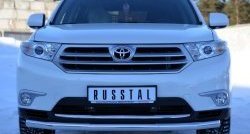 Одинарная защита переднего бампера диаметром 63 мм (рестайлинг) SLITKOFF Toyota Highlander XU40 рестайлинг (2010-2013)