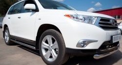 13 299 р. Защита порогов из круглой трубы диаметром 76 мм (рестайлинг) Russtal  Toyota Highlander  XU40 (2010-2013) рестайлинг (Защита порогов с со скосами на торцах (вариант 1))  с доставкой в г. Москва. Увеличить фотографию 12