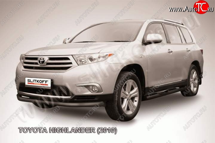 9 099 р. защита переднего бампера Slitkoff Toyota Highlander XU40 рестайлинг (2010-2013) (Цвет: серебристый)  с доставкой в г. Москва