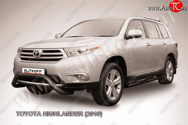 22 649 р. Кенгурятник d76 низкий мини чернаый  Toyota Highlander  XU40 (2010-2013) рестайлинг (Цвет: серебристый)  с доставкой в г. Москва