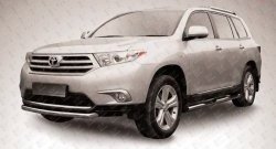 Защита переднего бампера из короткой трубы диаметром 57 мм Slitkoff Toyota Highlander XU40 рестайлинг (2010-2013)