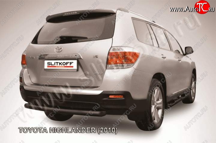 7 999 р. Защита задняя Slitkoff  Toyota Highlander  XU40 (2010-2013) рестайлинг (Цвет: серебристый)  с доставкой в г. Москва