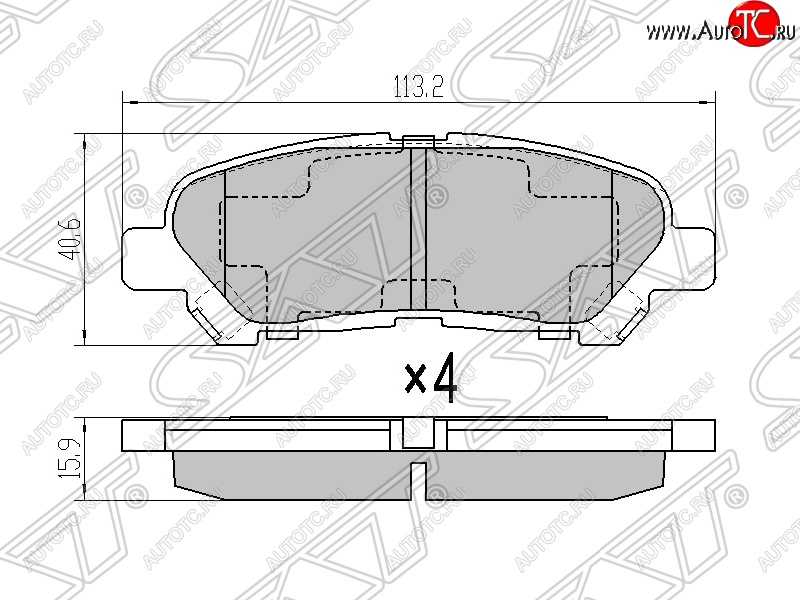 859 р. Колодки тормозные SAT (задние) Toyota Highlander XU40 дорестайлинг (2007-2010)  с доставкой в г. Москва