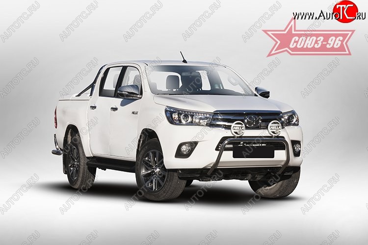 13 589 р. Защита переднего бампера под ПТФ Souz-96 (d42)  Toyota Hilux  AN120 (2016-2020) дорестайлинг  с доставкой в г. Москва