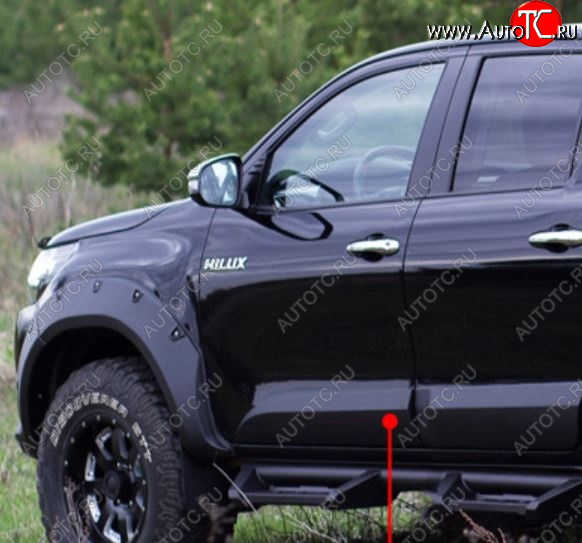 3 499 р. Молдинг двери RA (передний левый) Toyota Hilux AN120 дорестайлинг (2016-2020) (Поверхность глянец под покраску, Неокрашенный)  с доставкой в г. Москва