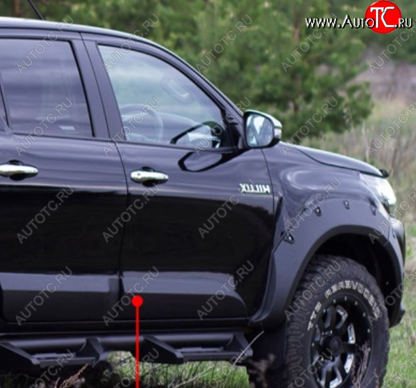 3 499 р. Молдинг двери RA (передний правый) Toyota Hilux AN120 дорестайлинг (2016-2020) (Поверхность глянец под покраску, Неокрашенный)  с доставкой в г. Москва