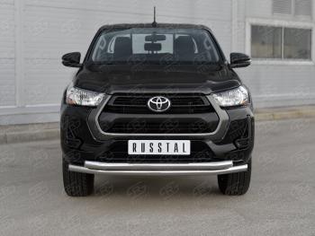 Защита переднего бампера (2 трубы Ø63 мм) SLITKOFF Toyota (Тойота) Hilux (Хайлюкс)  AN120 (2020-2025) AN120 2-ой рестайлинг