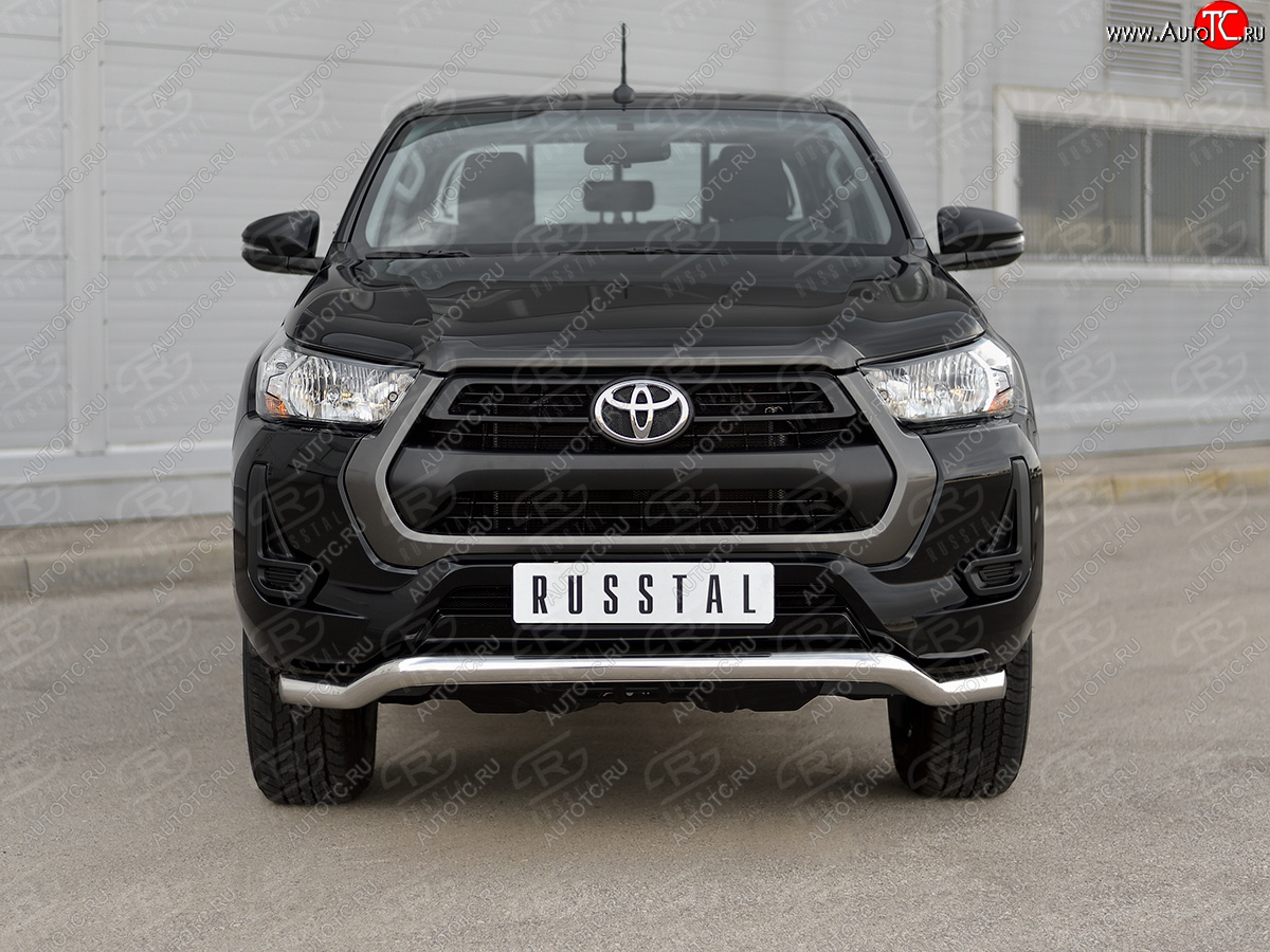 16 899 р. Защита переднего бампера (Ø63 мм волна) SLITKOFF  Toyota Hilux  AN120 (2020-2025) 2-ой рестайлинг (полированная нержавейка)  с доставкой в г. Москва