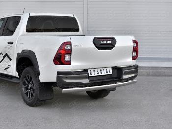 10 649 р. Защита заднего бампера (Ø75х42 мм, нержавейка) Russtal  Toyota Hilux  AN120 (2020-2024) 2-ой рестайлинг  с доставкой в г. Москва. Увеличить фотографию 2