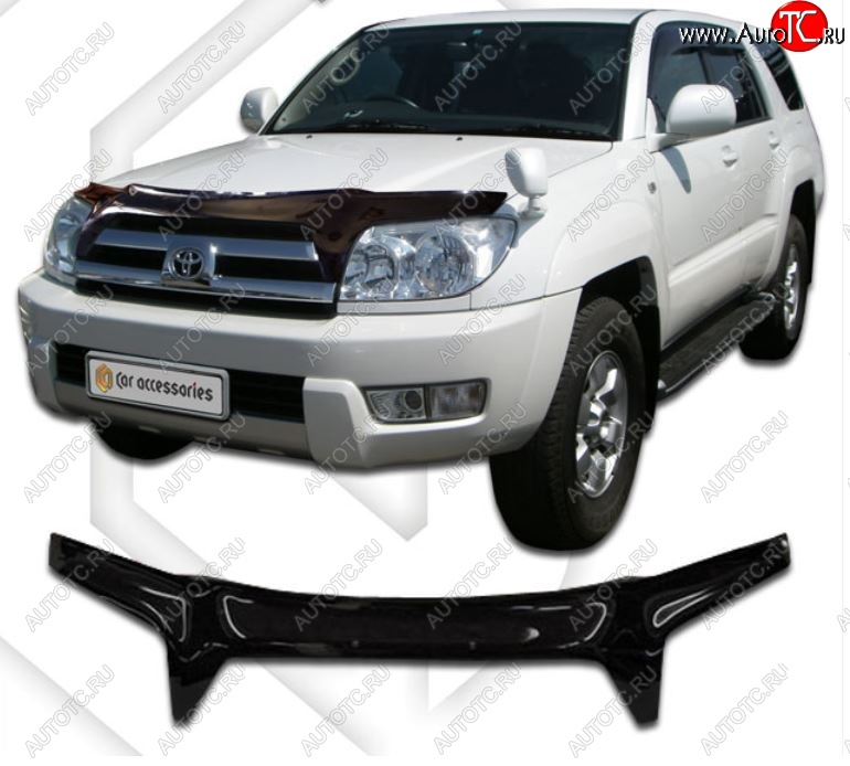 2 599 р. Дефлектор капота (N215) CA-Plastiс  Toyota Hilux Surf  N210 (2002-2005) дорестайлинг (Classic черный, Без надписи)  с доставкой в г. Москва