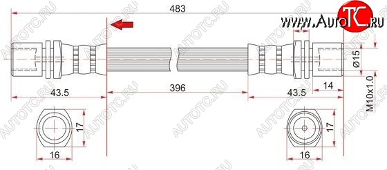 599 р. Тормозной шланг SAT (левый/правый) Toyota Hilux Surf N120,N130 5 дв. дорестайлинг (1989-1991)  с доставкой в г. Москва