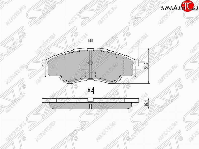 729 р. Колодки тормозные (передние) (короткая база) SAT  Toyota Hilux  AN10,AN20 (2004-2011) дорестайлинг, 1-ый рестайлинг  с доставкой в г. Москва