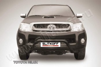 21 999 р. Кенгурятник d57 низкий широкий мини Slitkoff  Toyota Hilux  AN10,AN20 (2008-2011) 1-ый рестайлинг (Цвет: серебристый)  с доставкой в г. Москва. Увеличить фотографию 1