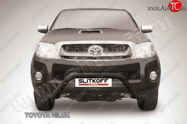 24 849 р. Кенгурятник d76 низкий широкий мини Slitkoff  Toyota Hilux  AN10,AN20 (2008-2011) 1-ый рестайлинг (Цвет: серебристый)  с доставкой в г. Москва