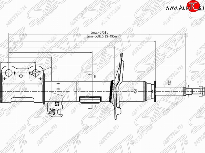 3 499 р. Правый амортизатор передний SAT Toyota Ipsum ACM20 дорестайлинг (2001-2003)  с доставкой в г. Москва