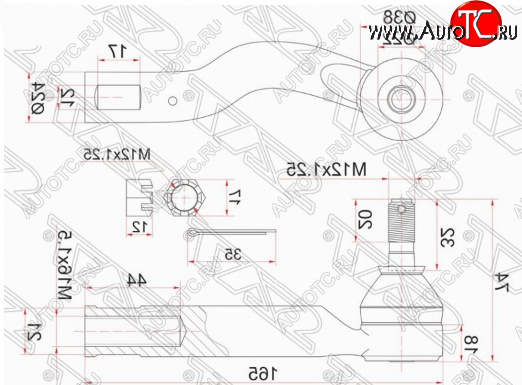 689 р. Правый наконечник рулевой тяги SAT  Toyota Ipsum  ACM20 (2001-2003) дорестайлинг  с доставкой в г. Москва